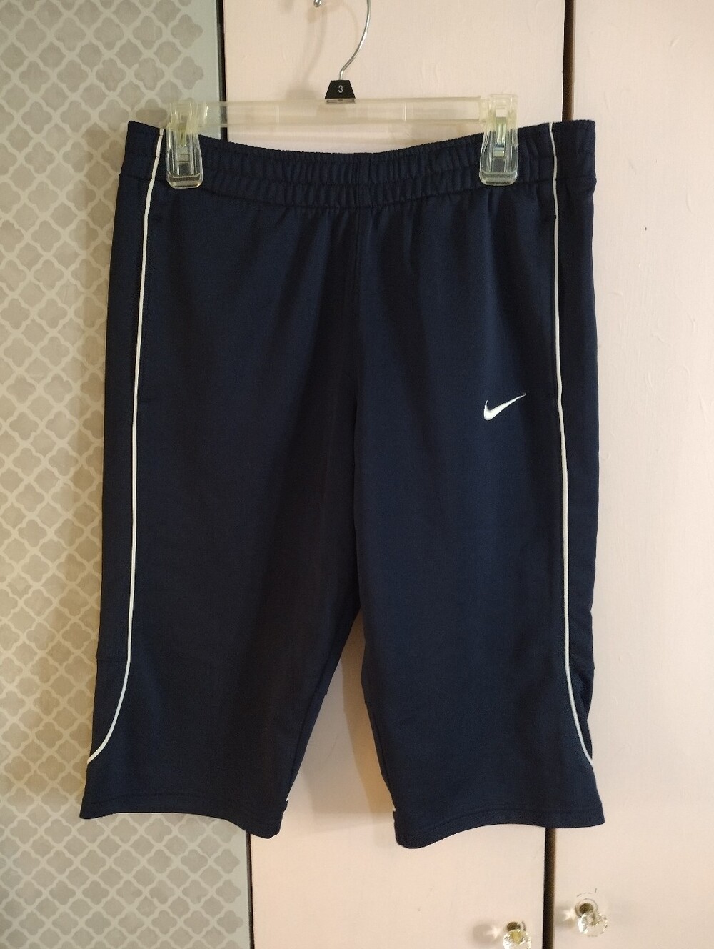 Nike Navy Athletic Shorts with White Piping